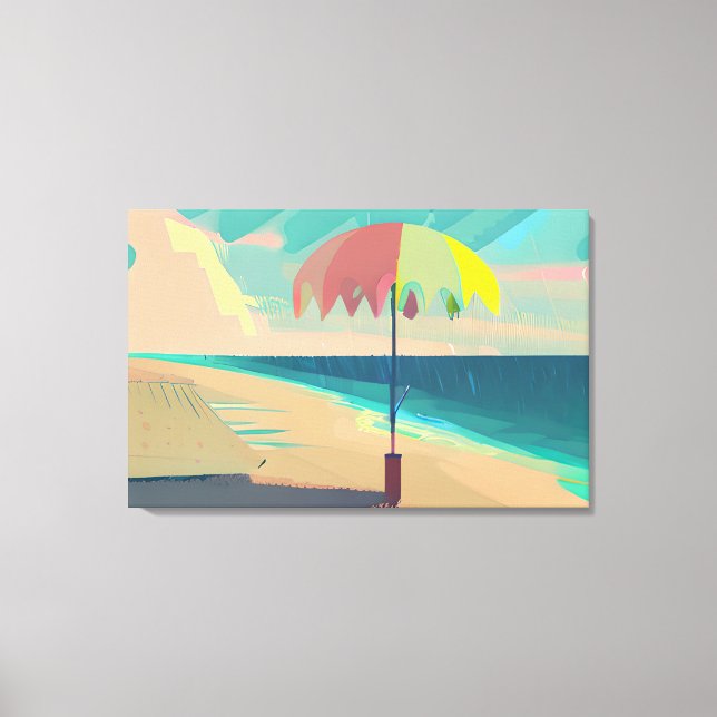 Yellow, Teal and Peach Sandy Beach  Canvas Print (Front)