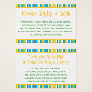 Yellow & Teal Stripes Book Request Insert Cards