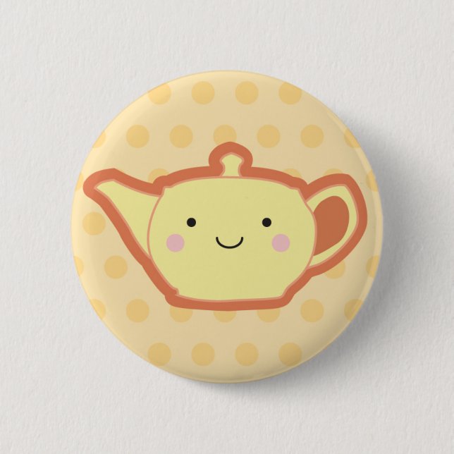Yellow Teapot 2 Inch Round Button (Front)