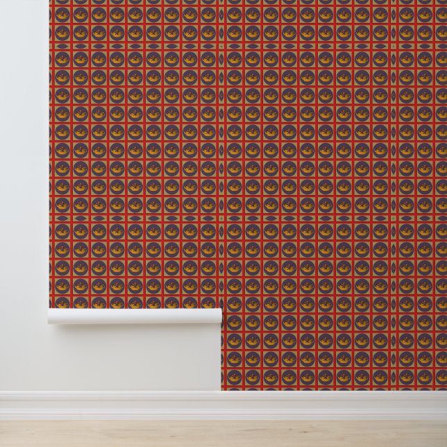Yellow Teapot Red Kitchen Repeat  Wallpaper (Application)
