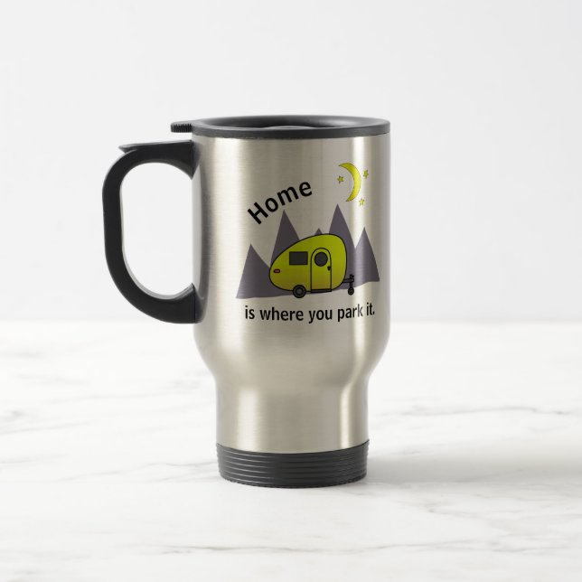 Yellow Teardrop Camper Trailer Mug (Left)