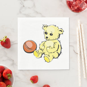Yellow Teddy Bear Napkin