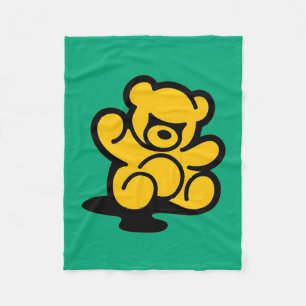 Yellow Teddy Trouble Fleece Blanket