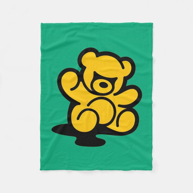 Yellow Teddy Trouble Fleece Blanket (Front)