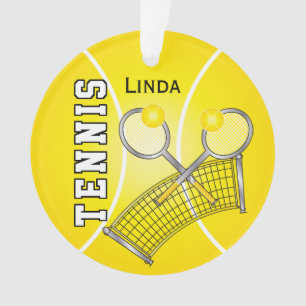 Yellow Tennis Ball and Net   DIY Name Ornament