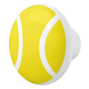 Yellow tennis ball ceramic door and drawer knobs