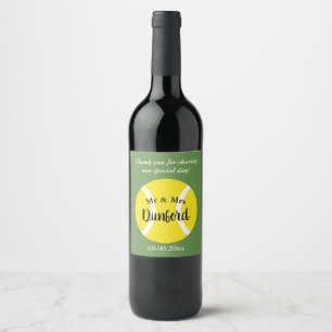 Yellow tennis ball custom wine bottle labels