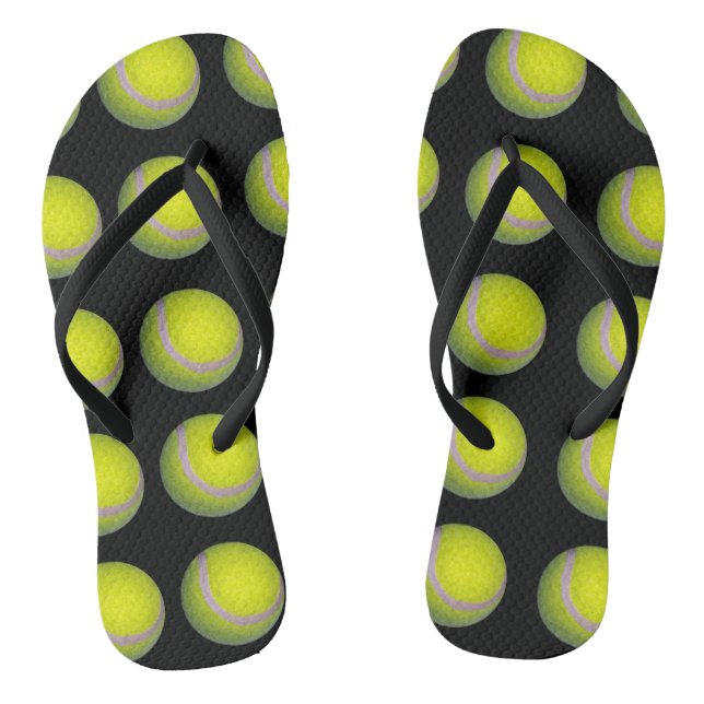 Yellow Tennis Ball Pattern, Flip Flops (Footbed)