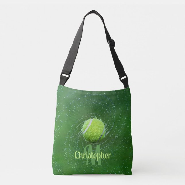 Yellow Tennis Ball Personalized Crossbody Bag (Front)
