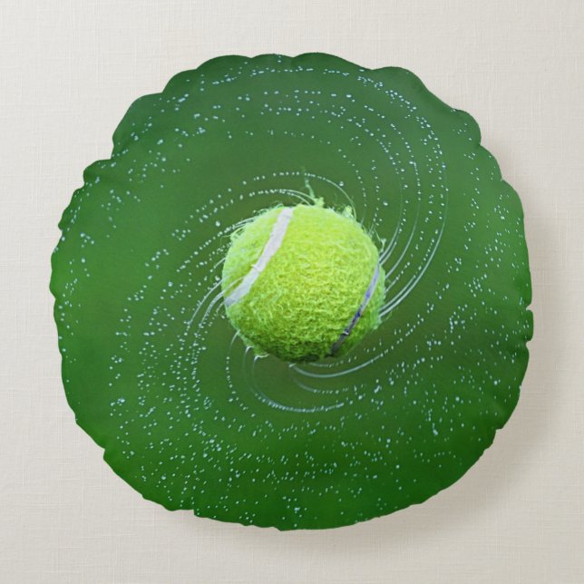 Yellow Tennis Ball Personalized Round Pillow (Front)