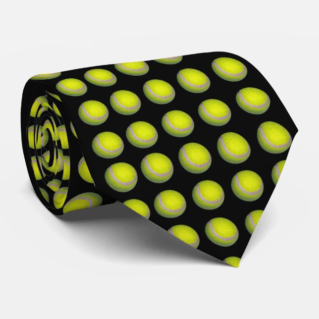 Yellow Tennis Balls On Black Background, Tie (Rolled)