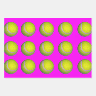 Yellow Tennis Balls On Pink, Gift Wrap Sheets,  
