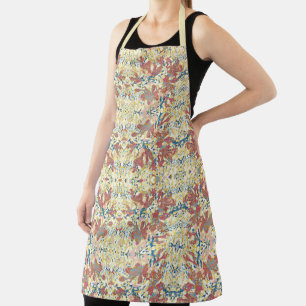 Yellow Terracotta Abstract Flowers Floral Pattern Apron