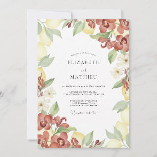 Yellow Terracotta Citrus Eucalyptus Wedding Invitation