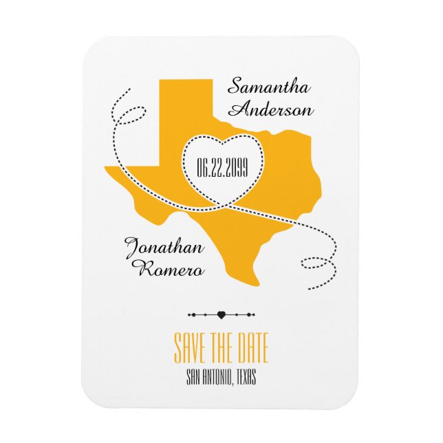 Yellow Texas Curling Ribbon Save the Date Magnet (Vertical)