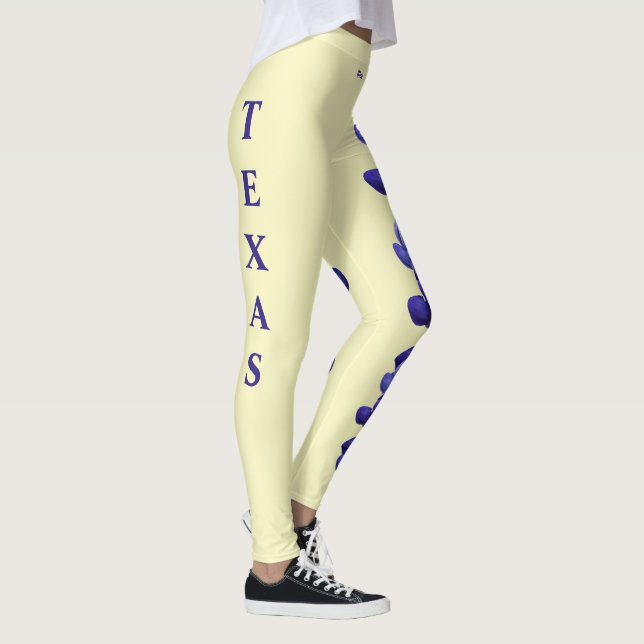 Yellow Texas State Flower Blue Bonnet Leggings (Right)