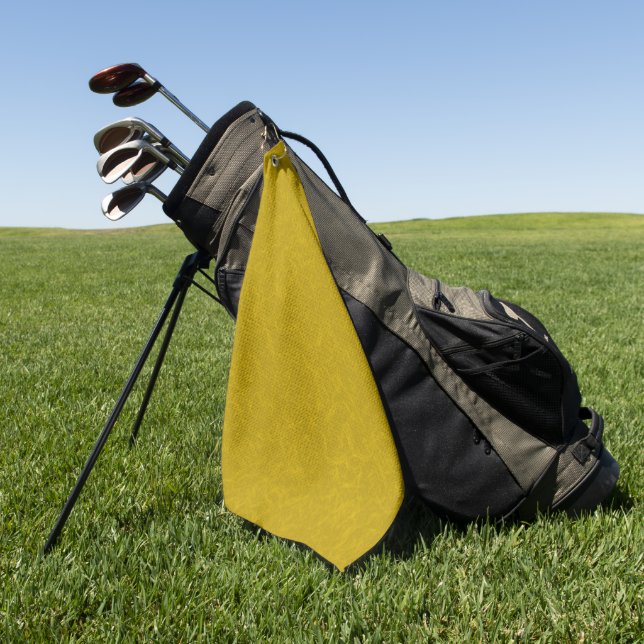 Yellow textured surface with  swirling pattern golf towel (Green)