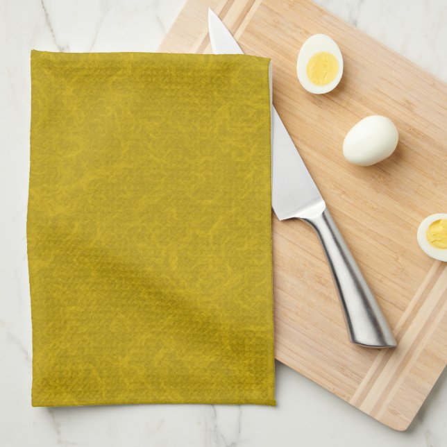 Yellow textured surface with  swirling pattern kitchen towel (Quarter Fold)