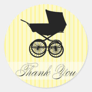 Yellow Thank You Baby Buggy Sticker