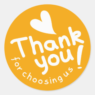 Yellow Thank You For Choosing Us Classic Round Sticker