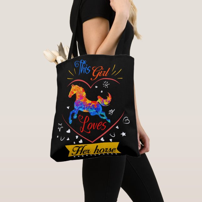 Yellow This Girl Loves Her Horse     Tote Bag (Close Up)