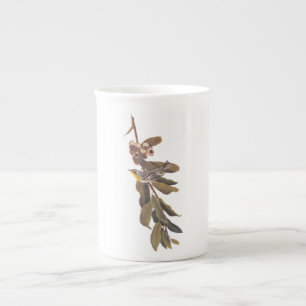 Yellow Throated Warbler Audubon Bird in Tree Bone China Mug