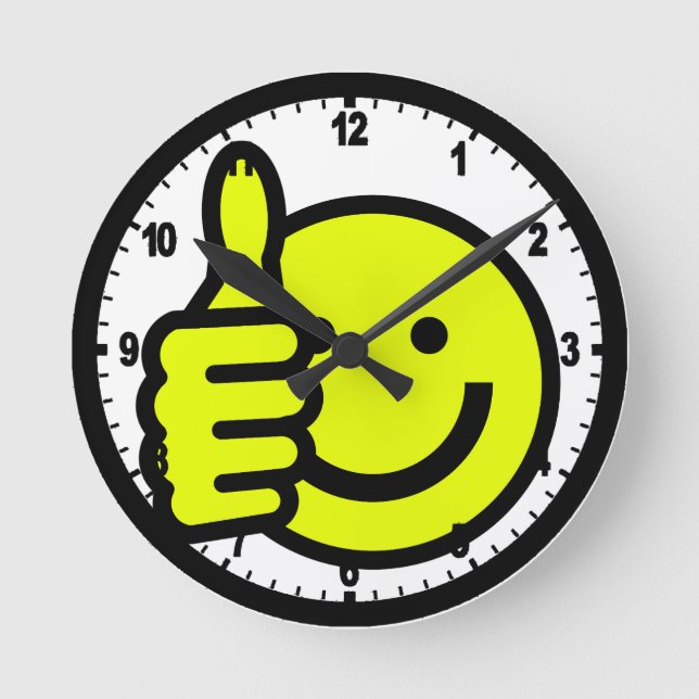 Yellow Thumbs Up Round Clock (Front)