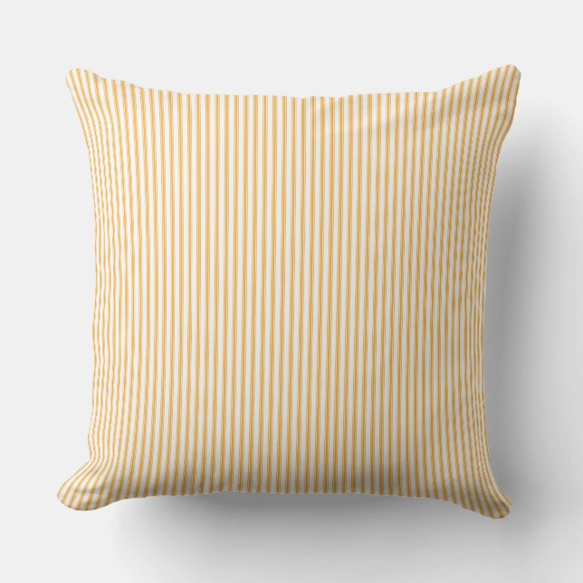 Yellow Ticking Stripe  Throw Pillow (Front)