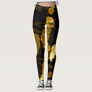 Yellow tie-dye splash, watercolor pattern. leggings