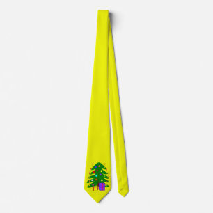 Yellow Tie W/Pine Tree
