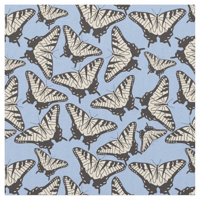 Yellow Tiger Swallowtail Butterflies Pattern Fabric (Close Up)
