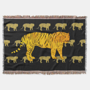 Yellow Tiger Throw Blanket