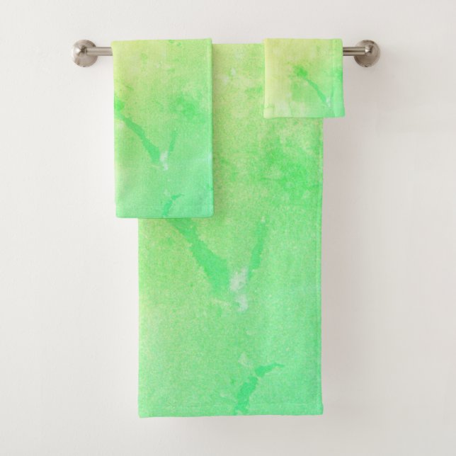 Yellow to Green Ombre Type Bath Towel Set (Insitu)