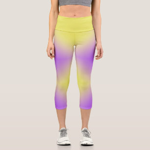 Yellow to Purple Diamond Pattern Gradient Capri Leggings