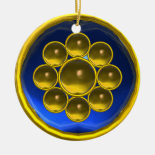 YELLOW TOPAZ,BLUE SAPPHIRE GEMSTONE MON CERAMIC ORNAMENT