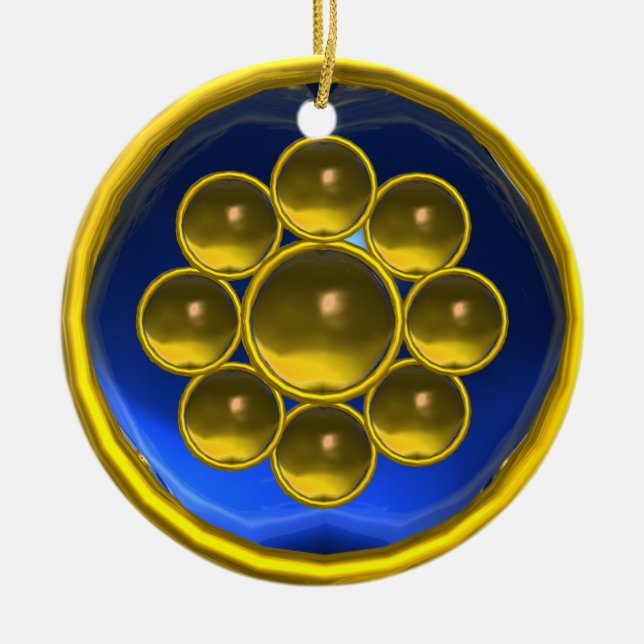 YELLOW TOPAZ,BLUE SAPPHIRE GEMSTONE MON CERAMIC ORNAMENT (Front)