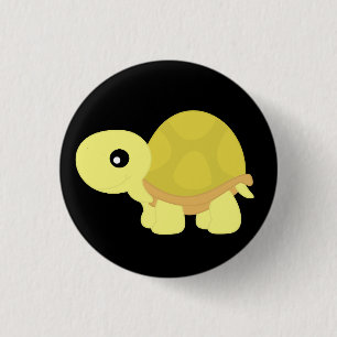 Yellow Tortoise 1 Inch Round Button