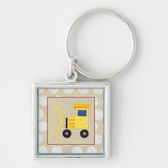 Yellow Toy Bulldozer Truck by Chariklia Zarris Keychain (Front)