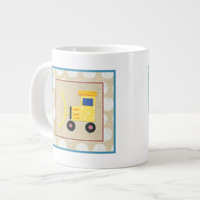 Yellow Toy Bulldozer Truck by Chariklia Zarris Large Coffee Mug (Front Left)
