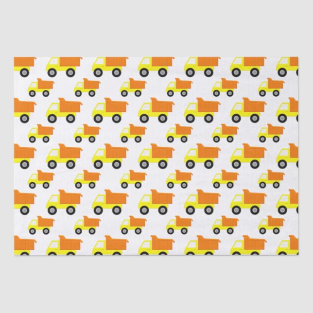 Yellow Toy Construction Truck Tissue Paper (Front)