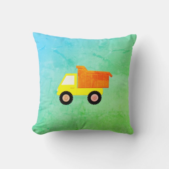 Yellow Toy Truck Kids Throw Pillow (Front)