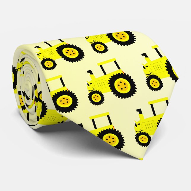 Yellow Tractor Design Tie (Rolled)