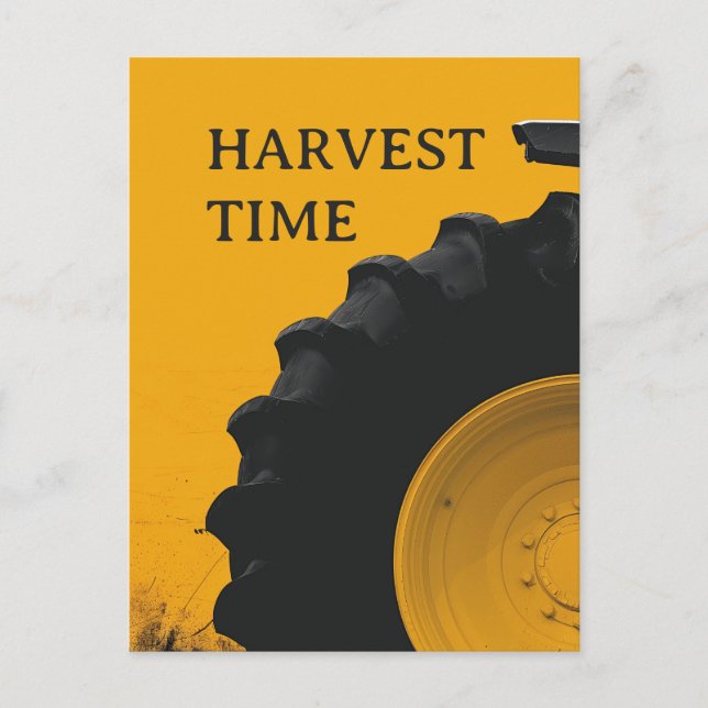 Yellow Tractor Tire Postcard (Front)