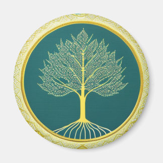 Yellow Tree of Life Circle Magnet