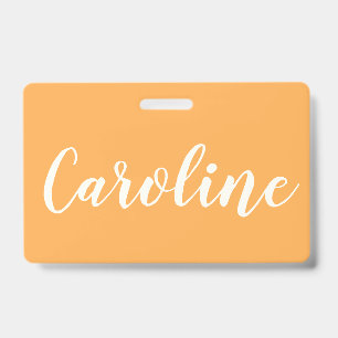 Yellow Trendy Modern Calligraphy Personalized Name Badge