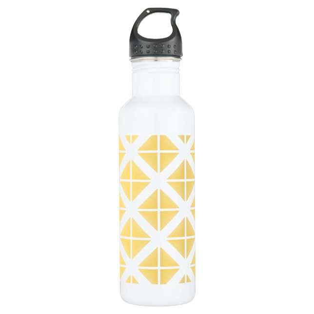 Yellow Trendy Triangle Pattern 710 Ml Water Bottle (Front)