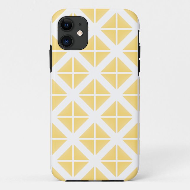 Yellow Trendy Triangle Pattern Case-Mate iPhone Case (Back)