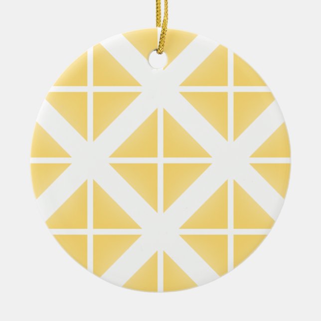 Yellow Trendy Triangle Pattern Ceramic Ornament (Front)