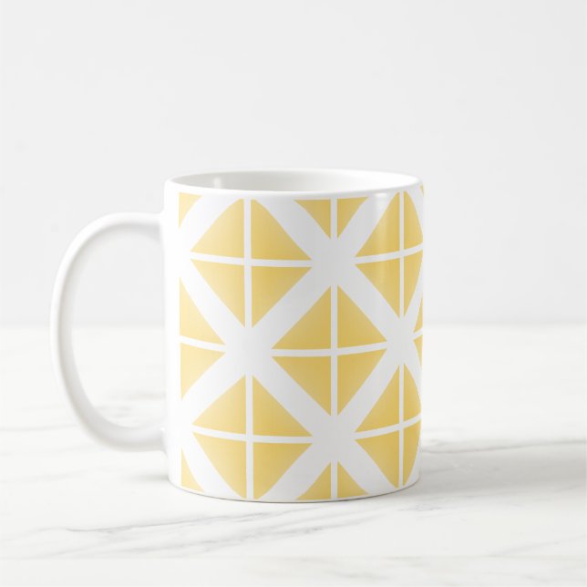 Yellow Trendy Triangle Pattern Coffee Mug (Left)