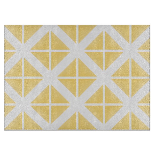 Yellow Trendy Triangle Pattern Cutting Board (Front)